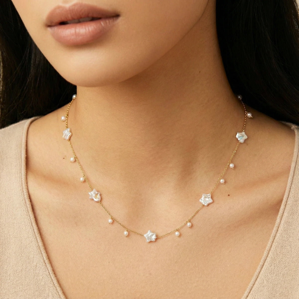 Celesti | Pearl Stars Necklace
