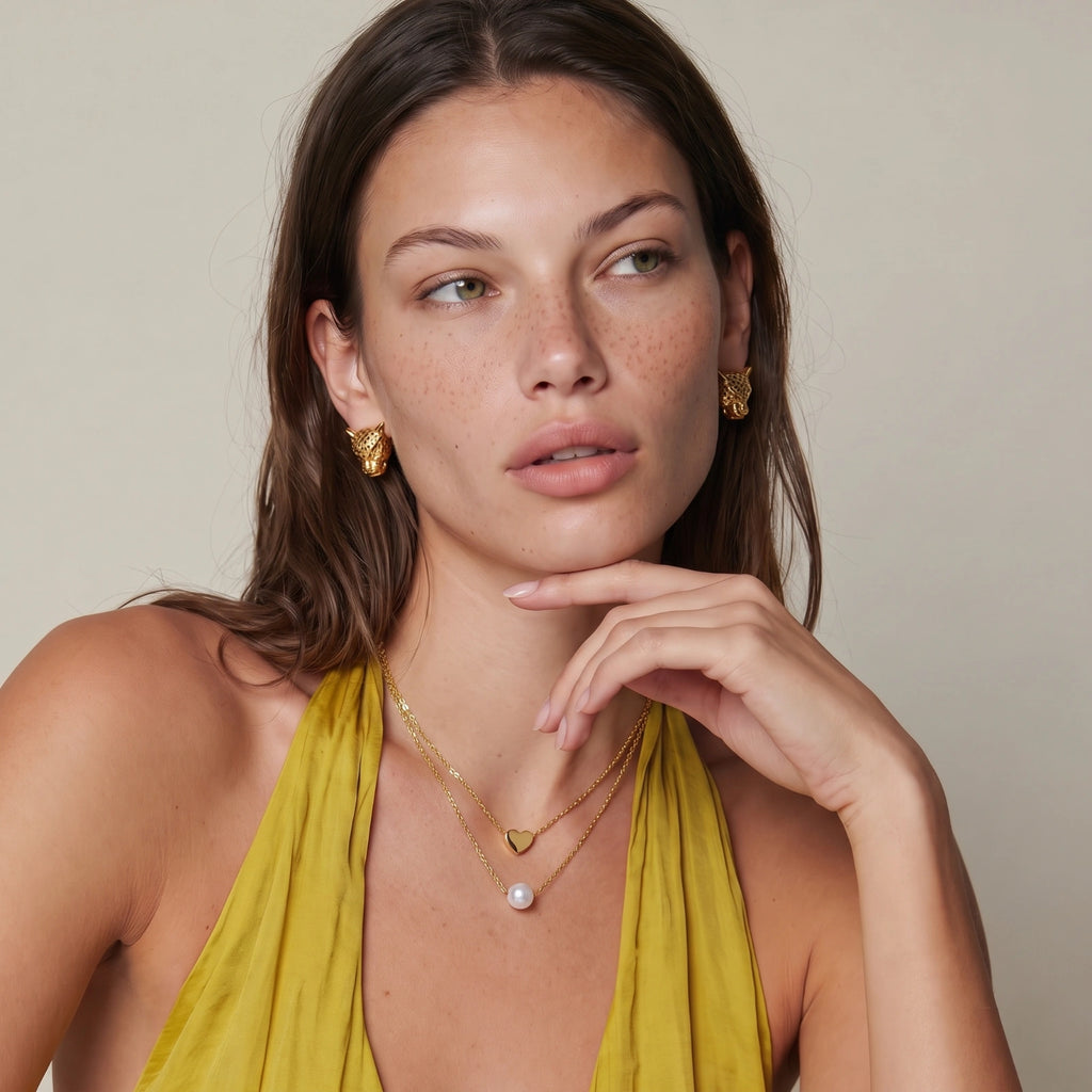 Sienna | Heart & Pearl Layered Necklace