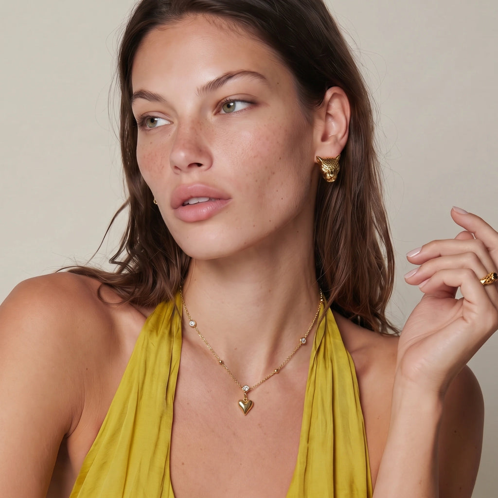 Sierra | Crystal Heart Charm Necklace